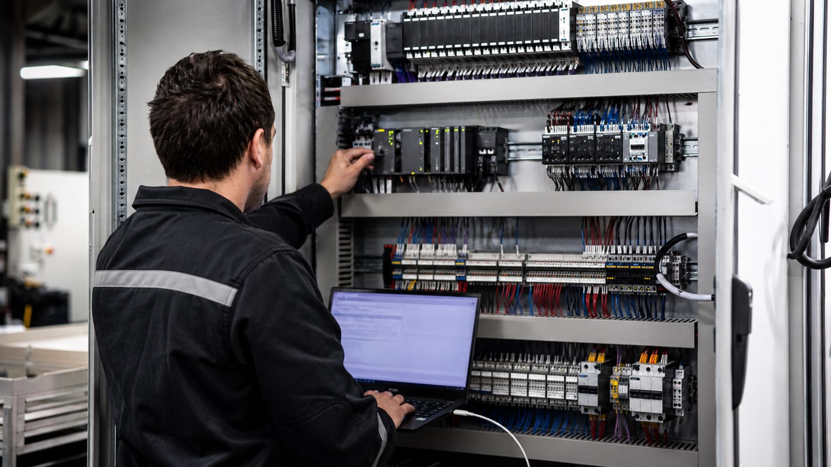 Controlador PLC conectado a sinais industriais